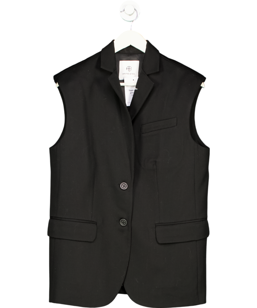 Anine Bing Black Tay Wool Vest UK XS