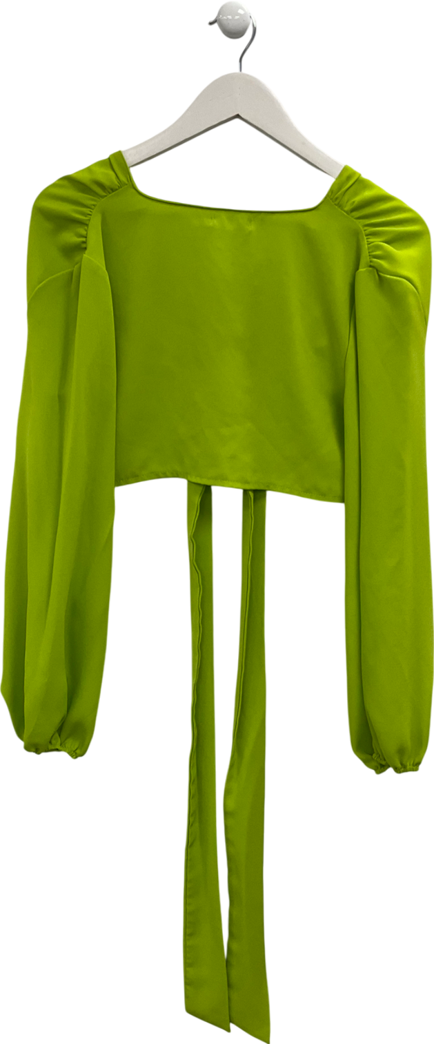Nasty Gal Green Ring Detail Waist Tie Top UK 8