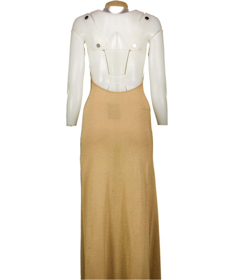 House of CB Metallic Selia Gold Knit Maxi Dress UK S