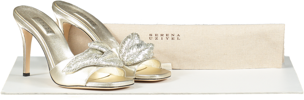 Serena Uziyel Metallic Gold Leaf Detail Mules UK 6 EU 39 👠
