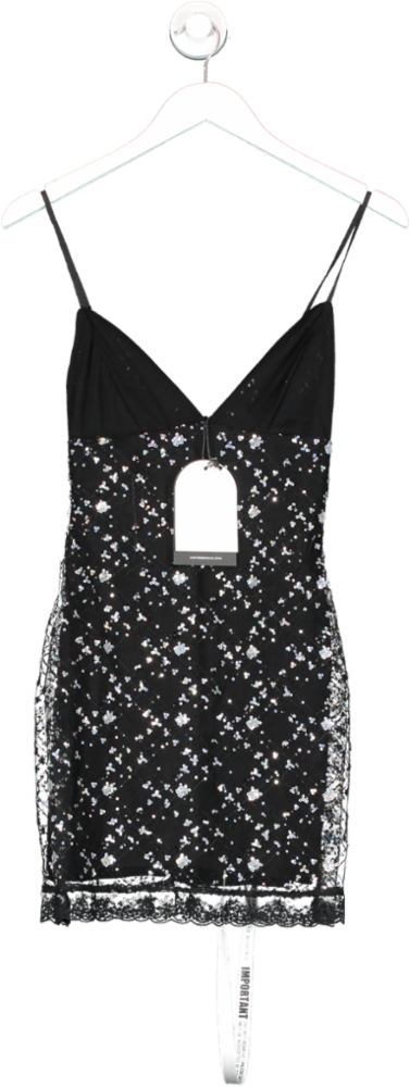 Mistress Rocks Black Diamond Beaded Mini Dress UK S