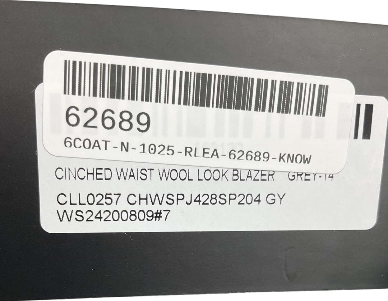 Ego Grey Long Sleeve Cinched Waist Wool Look Blazer UK 14