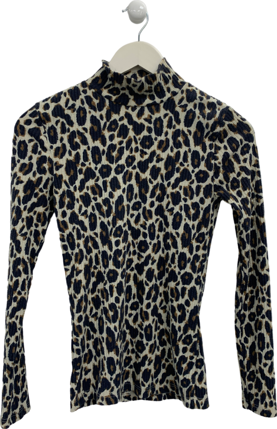 River Island Black Leopard Print Long Sleeved Top UK 8