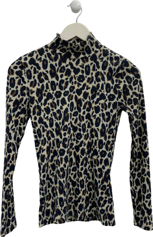 River Island Black Leopard Print Long Sleeved Top UK 8