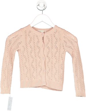 Bonpoint Pink Cashmere Diamante Button Detail Cardigan 6 Years