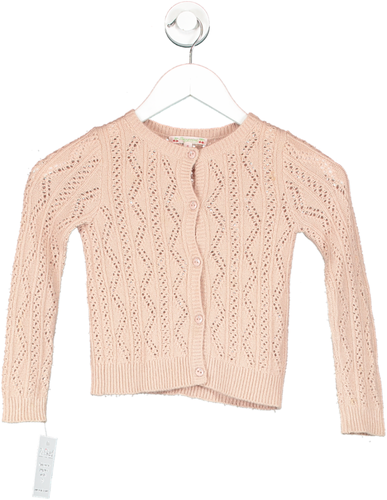 Bonpoint Pink Cashmere Diamante Button Detail Cardigan 6 Years