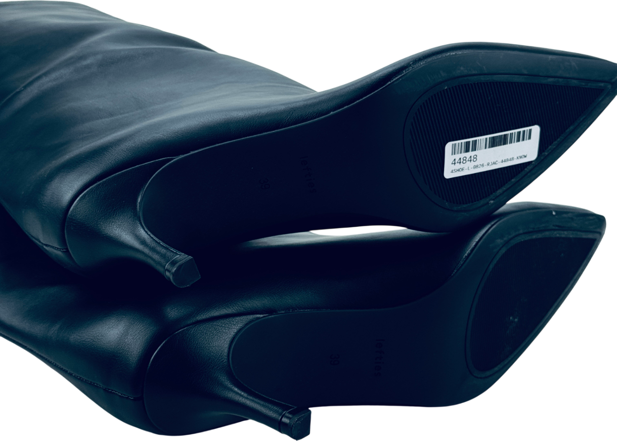 LEFTIES Black Kitten Heel Knee High Boots UK 6 EU 39 👠