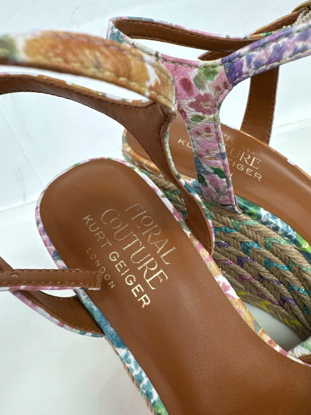 Kurt Geiger Multicolour Floral Couture Wedge Sandals UK 3