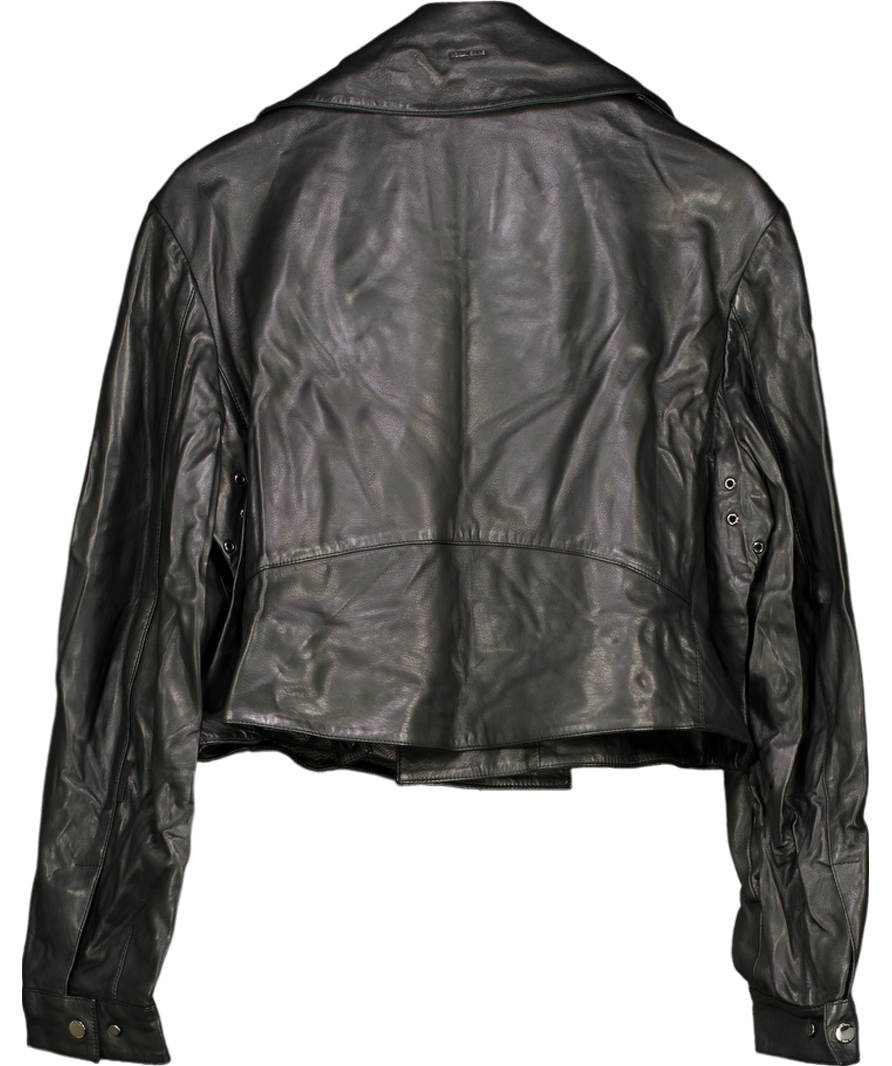 Boda Skins Black Cropped Blouson Leather Jacket UK M