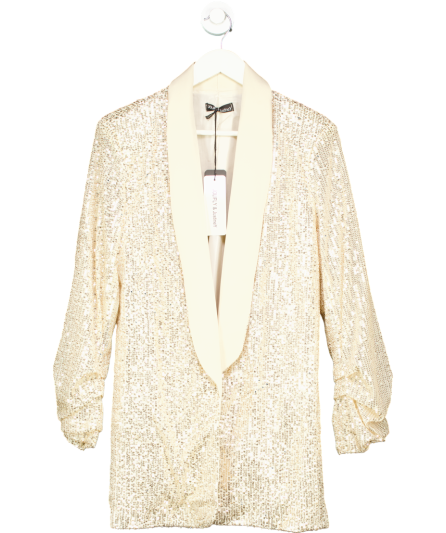 Jolify Metallic Gold Sequin Blazer UK L
