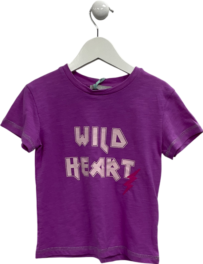 Mintie by Mint Velvet Purple Wild Heart T-shirt 3 Years