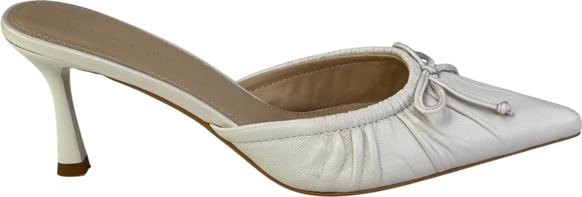 REALM The Courts Vintage White Leather Kitten Heel Mules UK 6 EU 39 👠