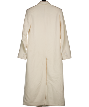 Danil Antsiferov. Cream Wool Long Overcoat With Satin Details UK XS