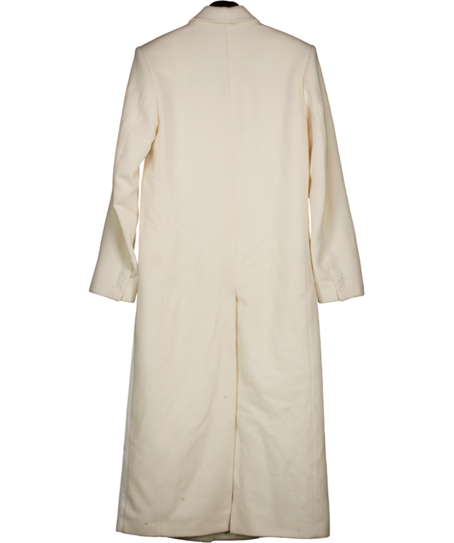 Danil Antsiferov. Cream Wool Long Overcoat With Satin Details UK XS