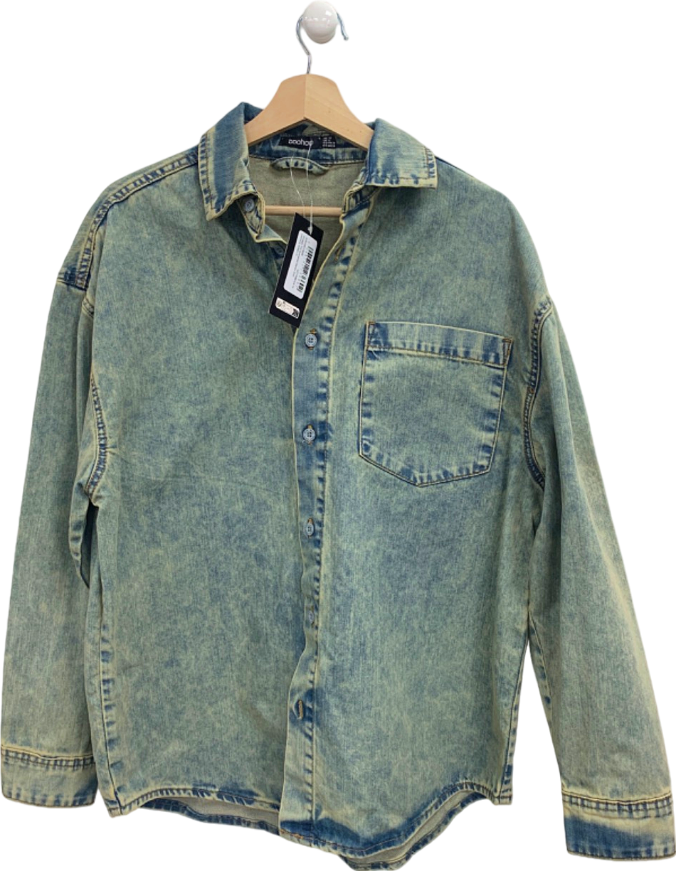 Boohoo Vintage Tint Oversized Denim Shirt UK 10