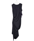 Alexander McQueen Navy Blue Tassel Trim Draped Dress It44 UK 12