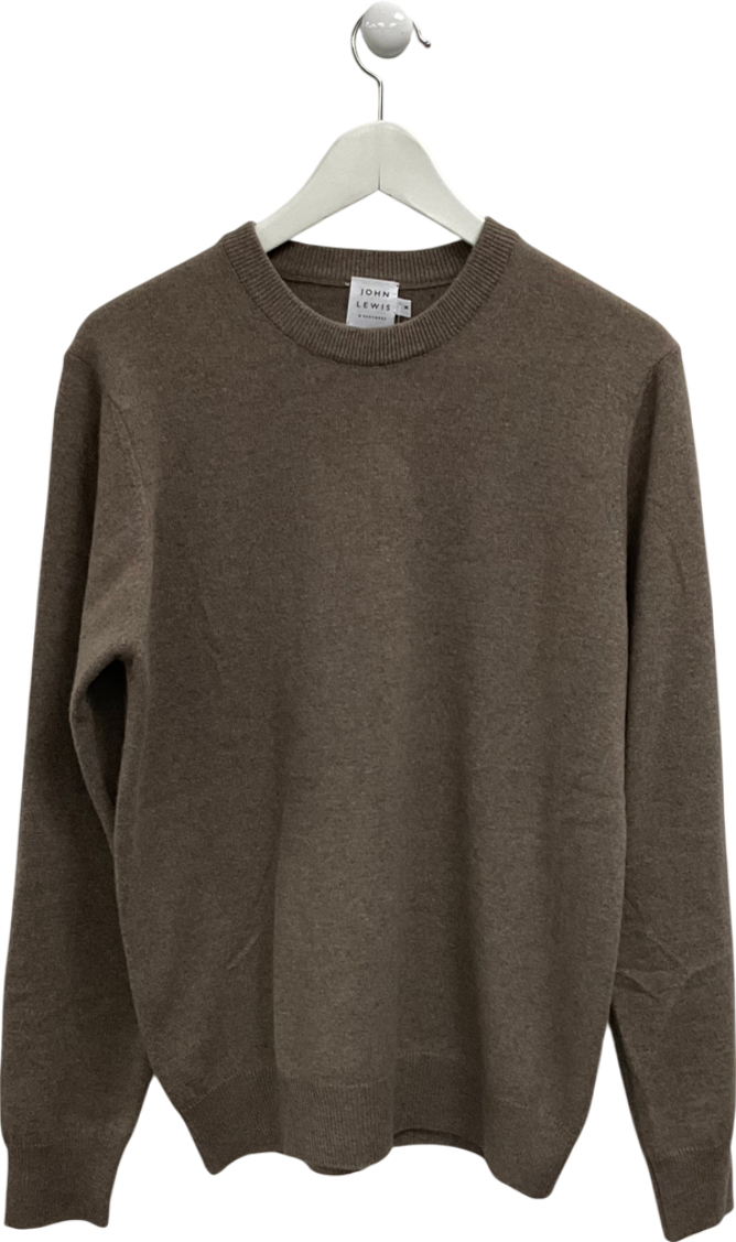 john lewis Brown Cashmere Crew Neck Sweater UK M