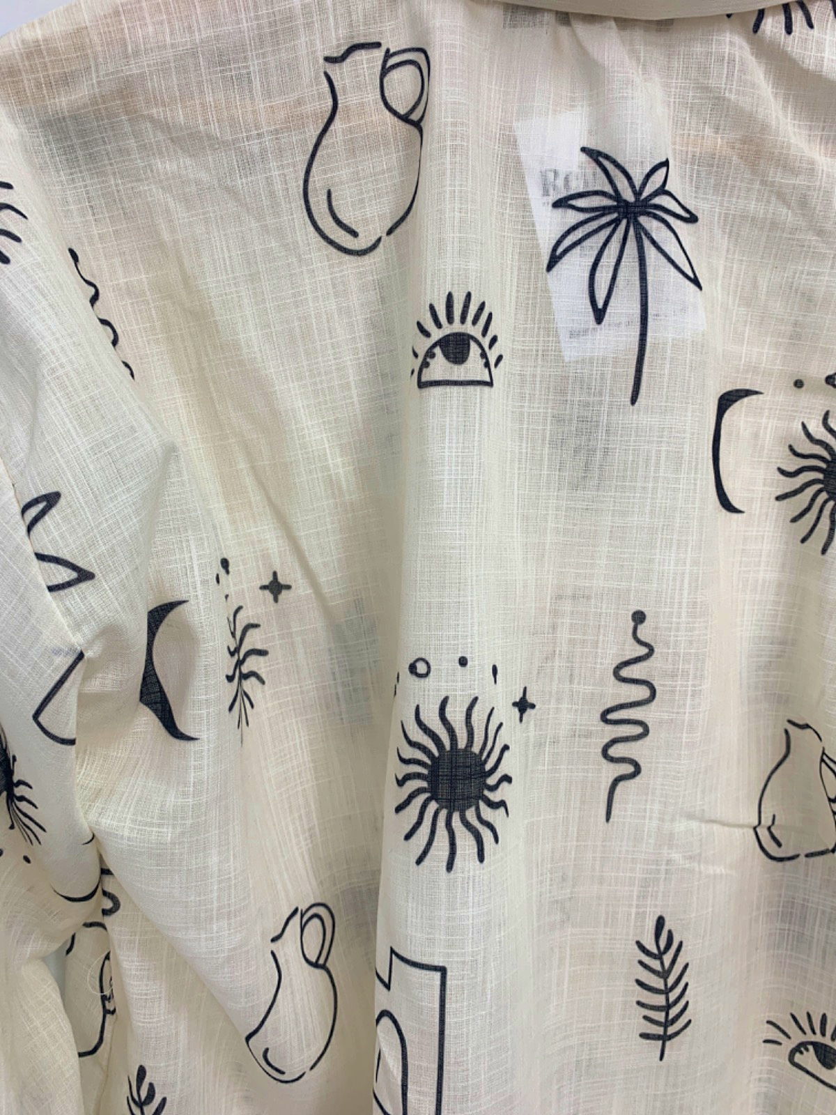 Nasty Gal Cream Patterned Long Sleeve Shirt UK M