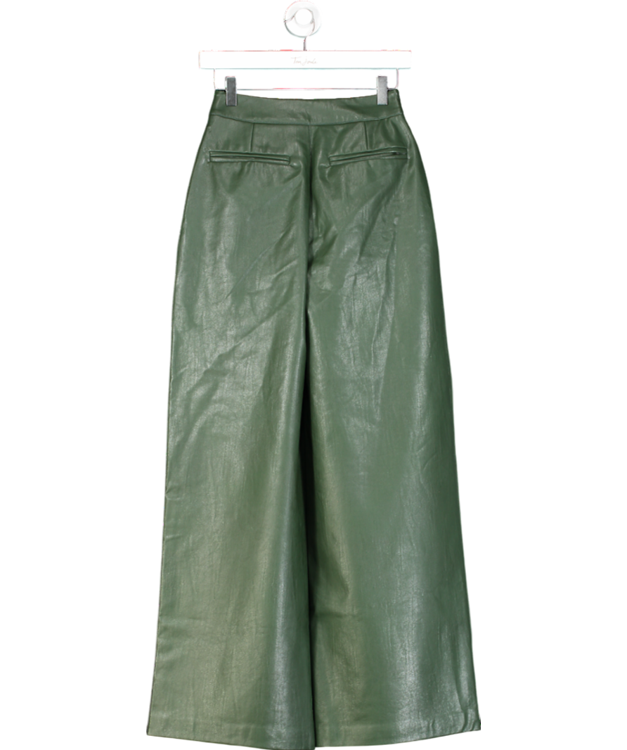 Mistress Rocks Green Evergreen Vegan Leather Darted Trousers UK XS