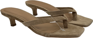 Whistles Nude Neutral Suede Toe Post Heeled Mule UK 4 EU 37