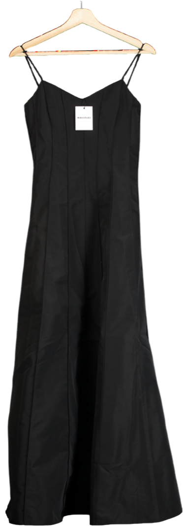 Whistles Black Laverne Taffeta Maxi Dress UK 6