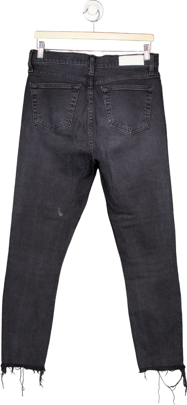 RE/DONE Faded Black High Rise Ankle Crop Jeans UK W29