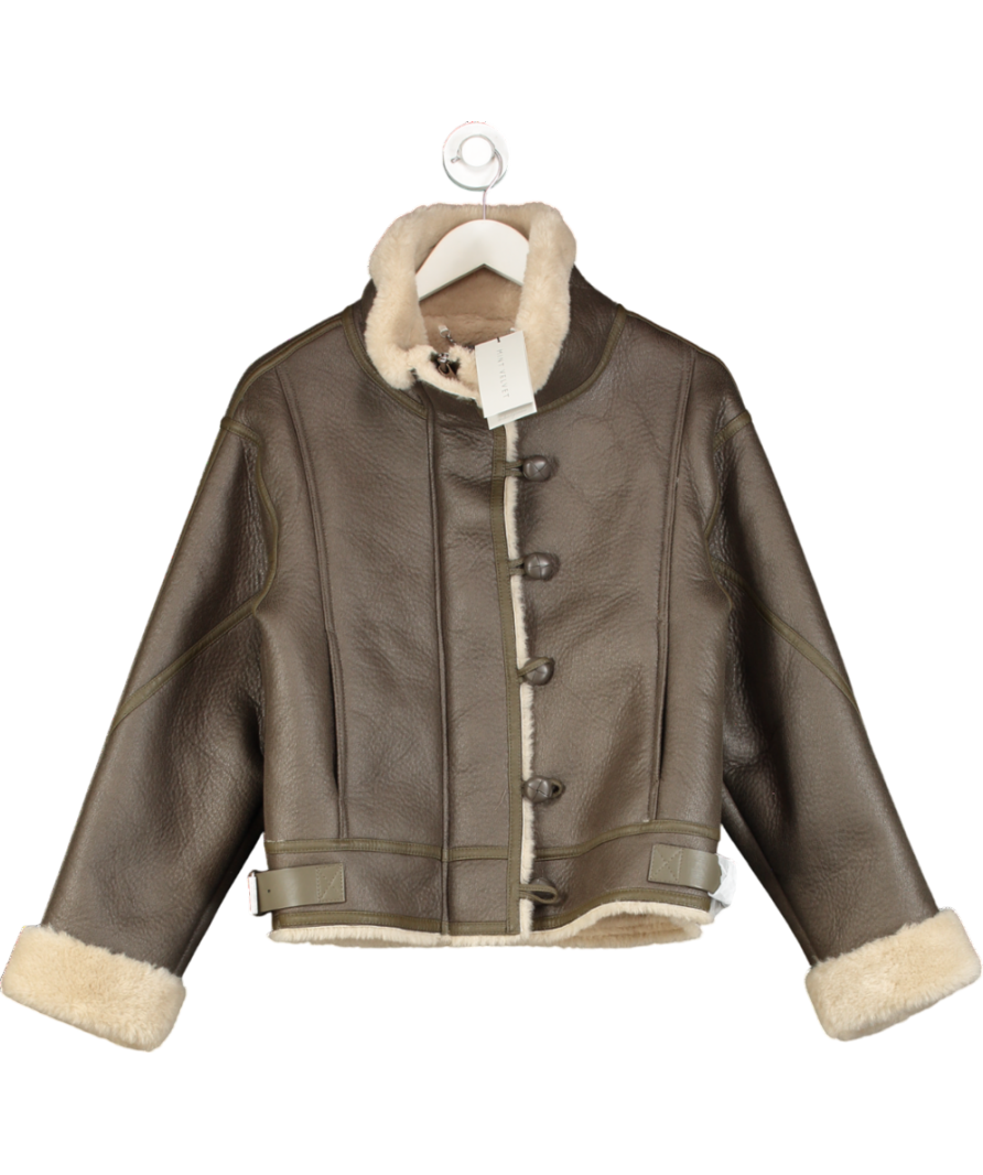 Mint Velvet Brown Stand Collar Aviator Jacket UK S