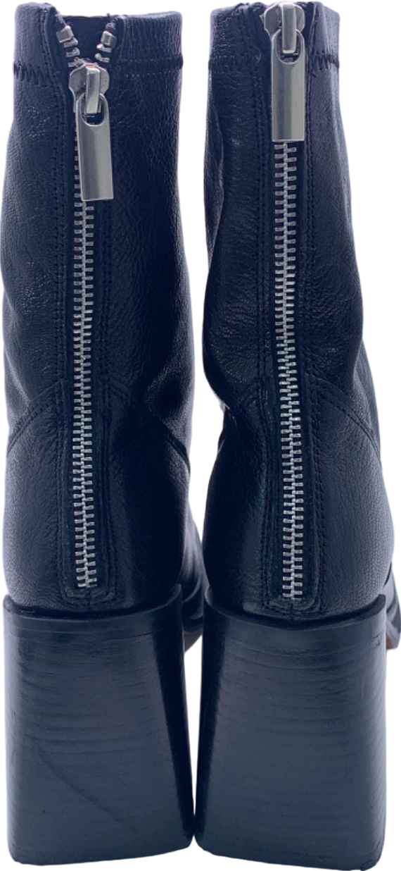 Topshop Black Heeled Leather Boots UK 6
