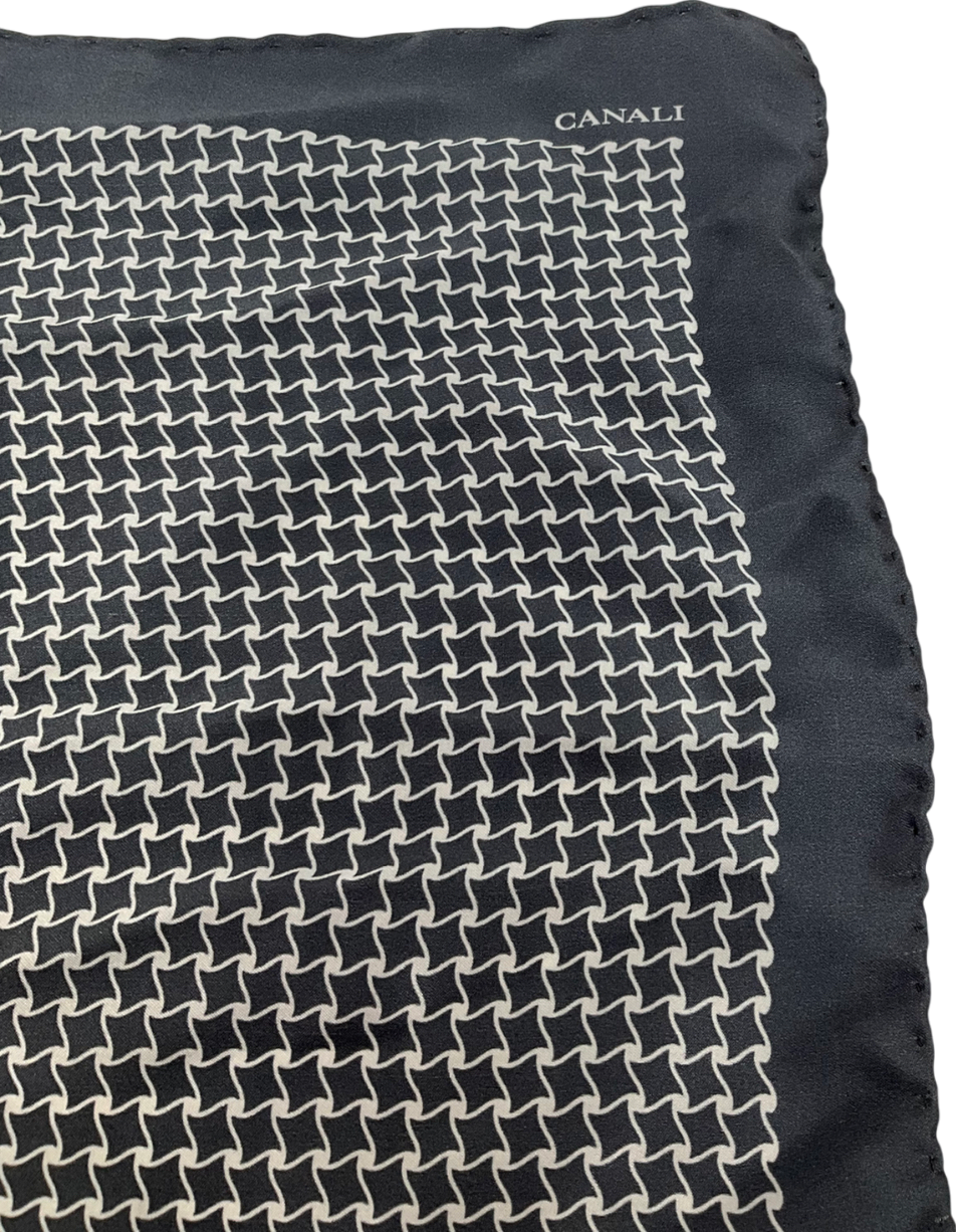 canali Grey Printed Silk Pocket Square