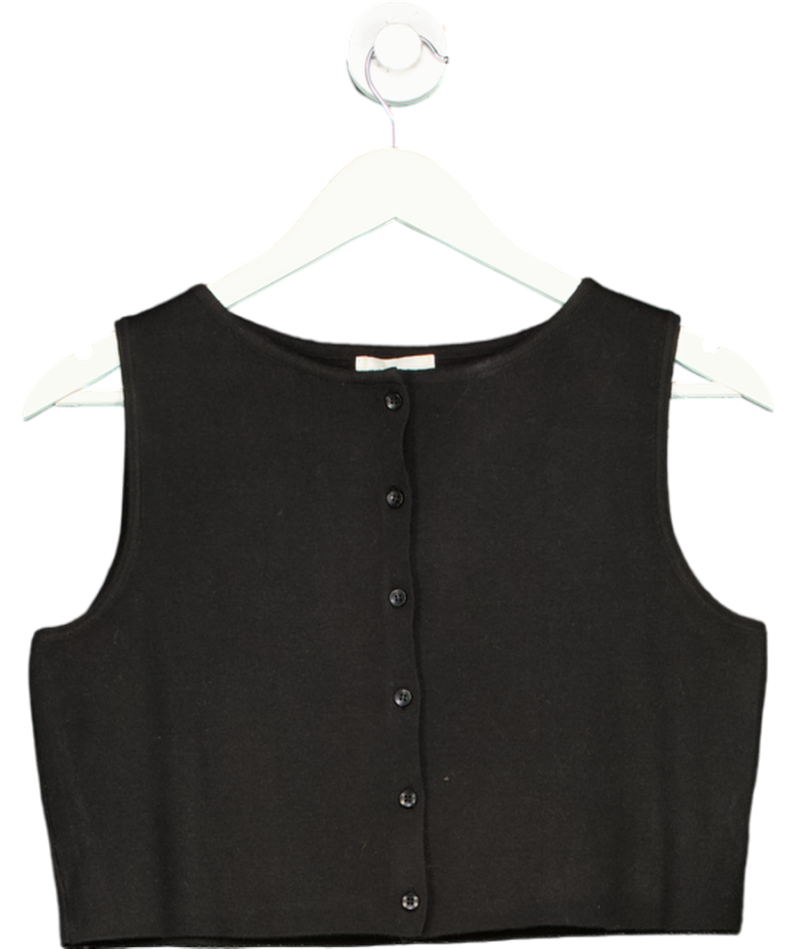 PRETTY LAVISH Black Knitted Waistcoat Top UK S