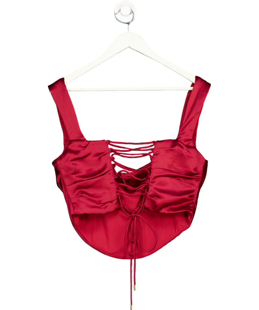 House of CB Red Satin Lace Back Corset UK L