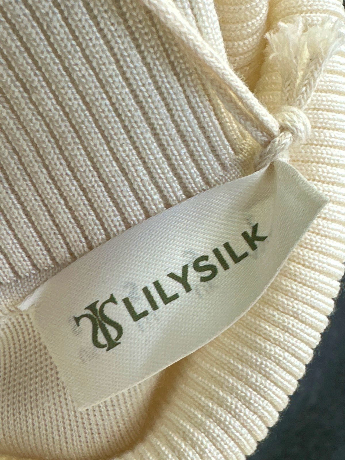 LilySilk White Knitted Turtleneck Sleeveless Top UK S