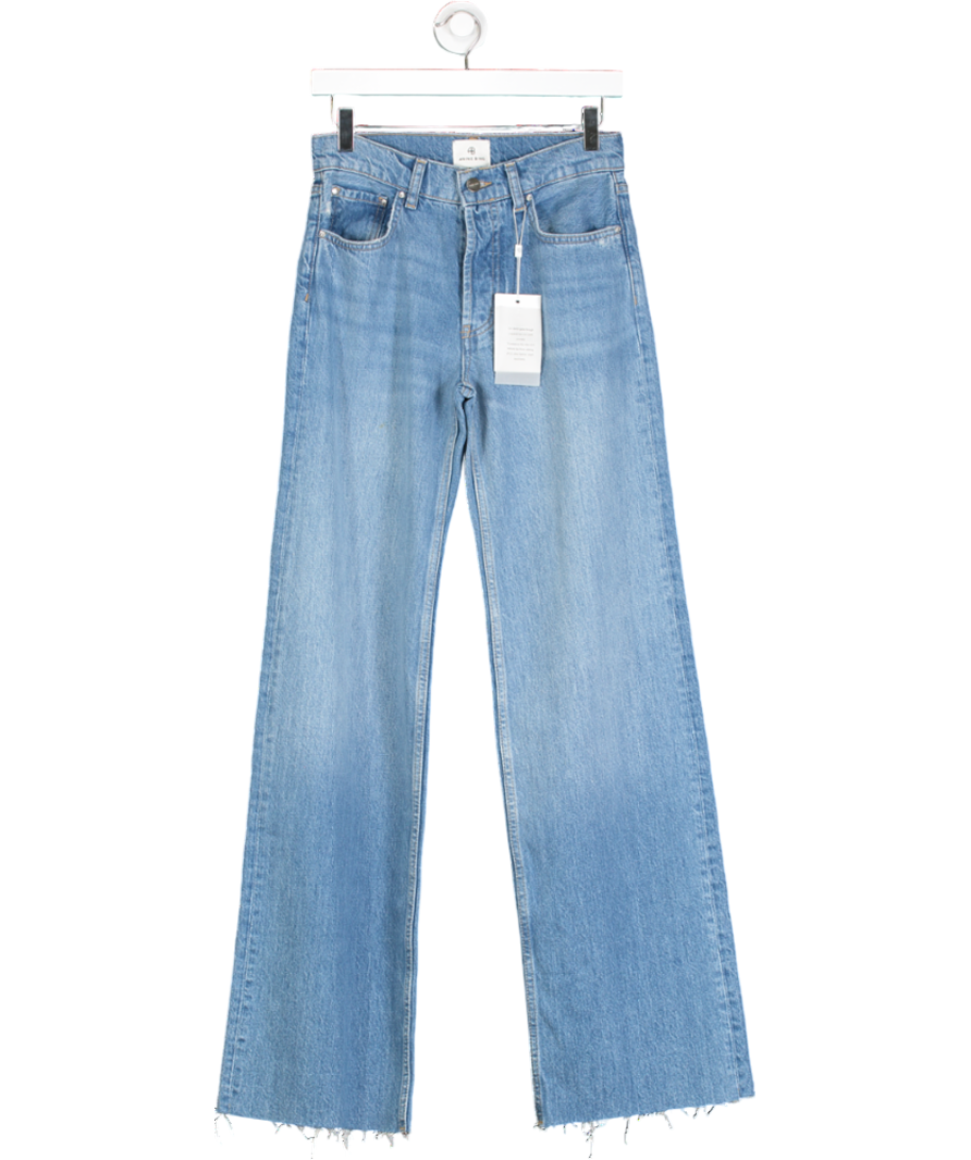 Anine Bing Blue Hugh High Rise Relaxed Wide Leg Jeans W25