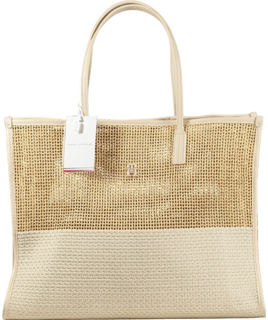 Tommy Hilfiger Cream City Summer Large Woven Tote / Beach Bag