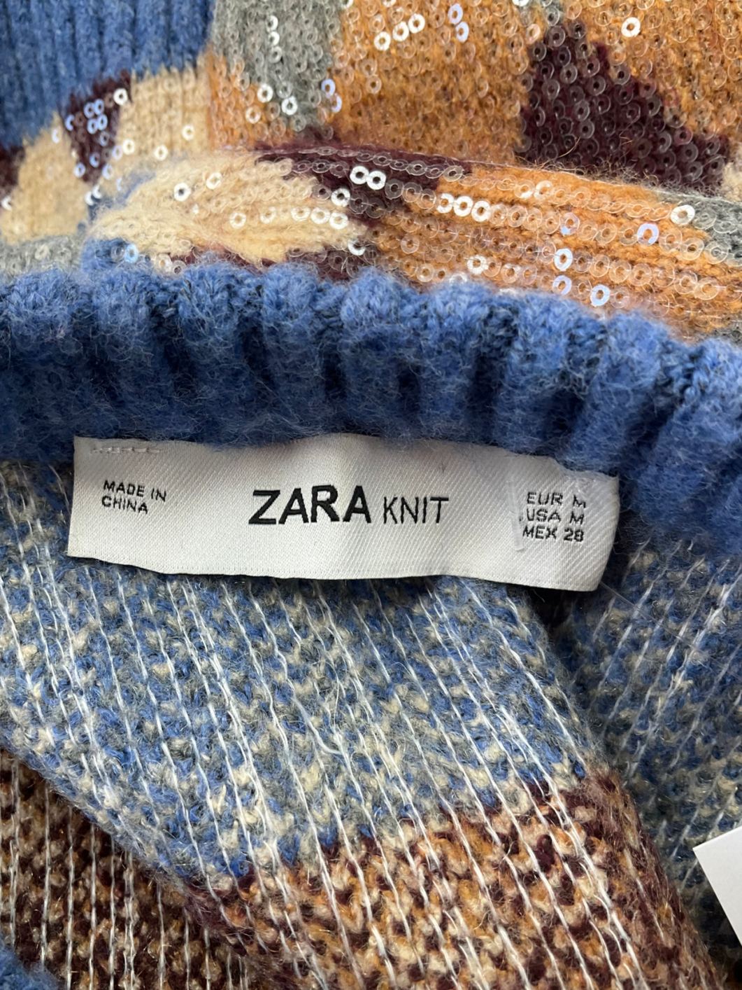 ZARA Multicoloured Sequin Sweater UK M