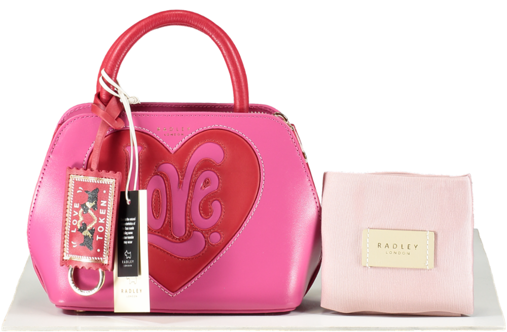 Radley London Pink / Red Leather Valenines Mini Top Handle Bag With Crossbody Strap One Size