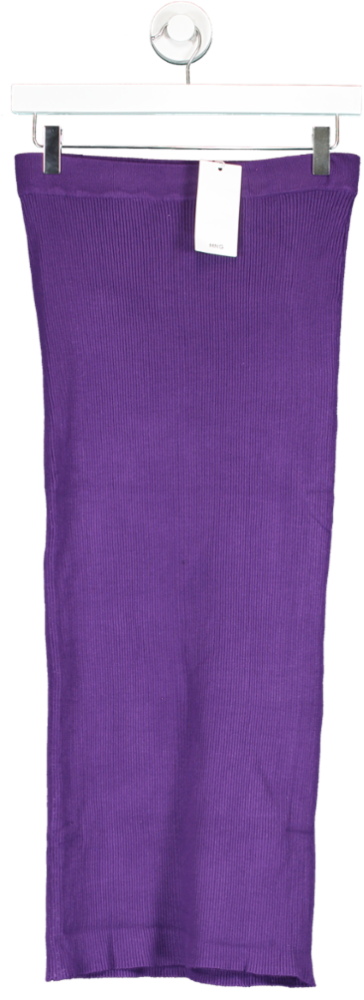 MANGO Purple Ribbed Viscose Blend Midi Skirt BNWT UK M