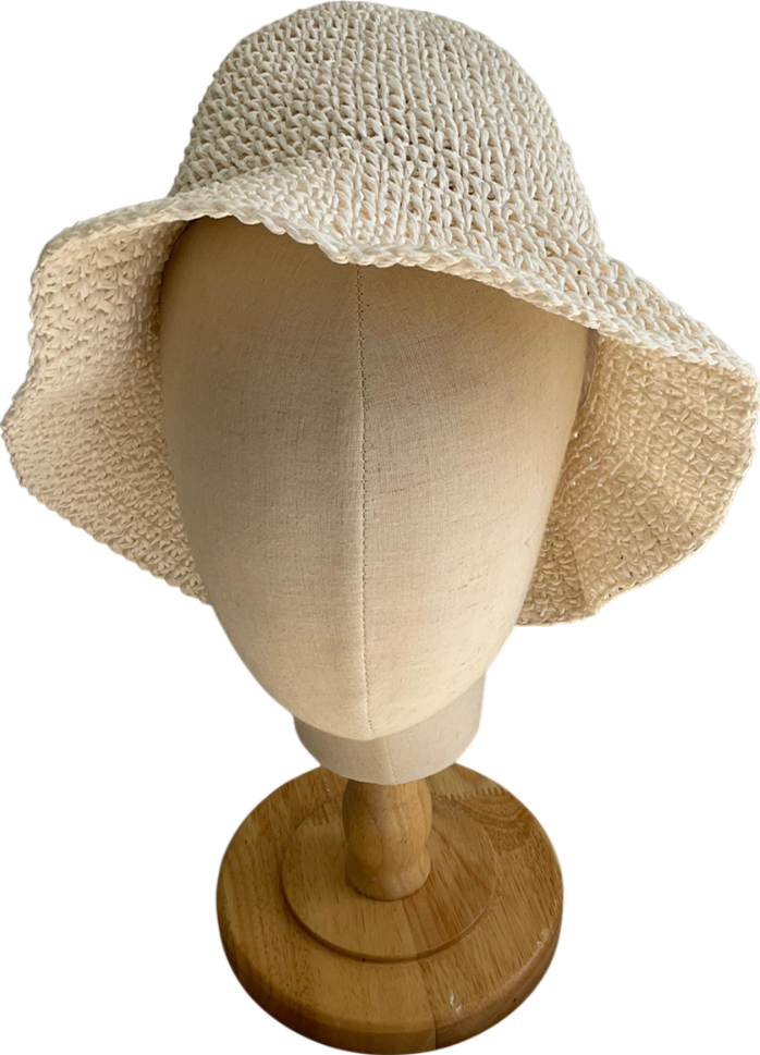 H&M Cream Woven Bucket Hat UK M