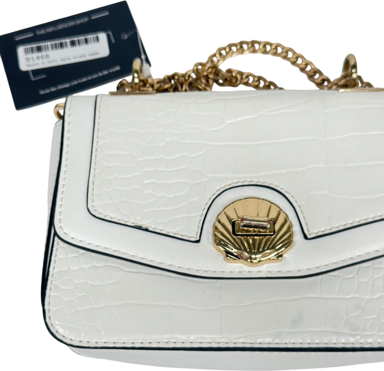 Topshop White Crossbody Shoulder Bag with Gold Shell detail