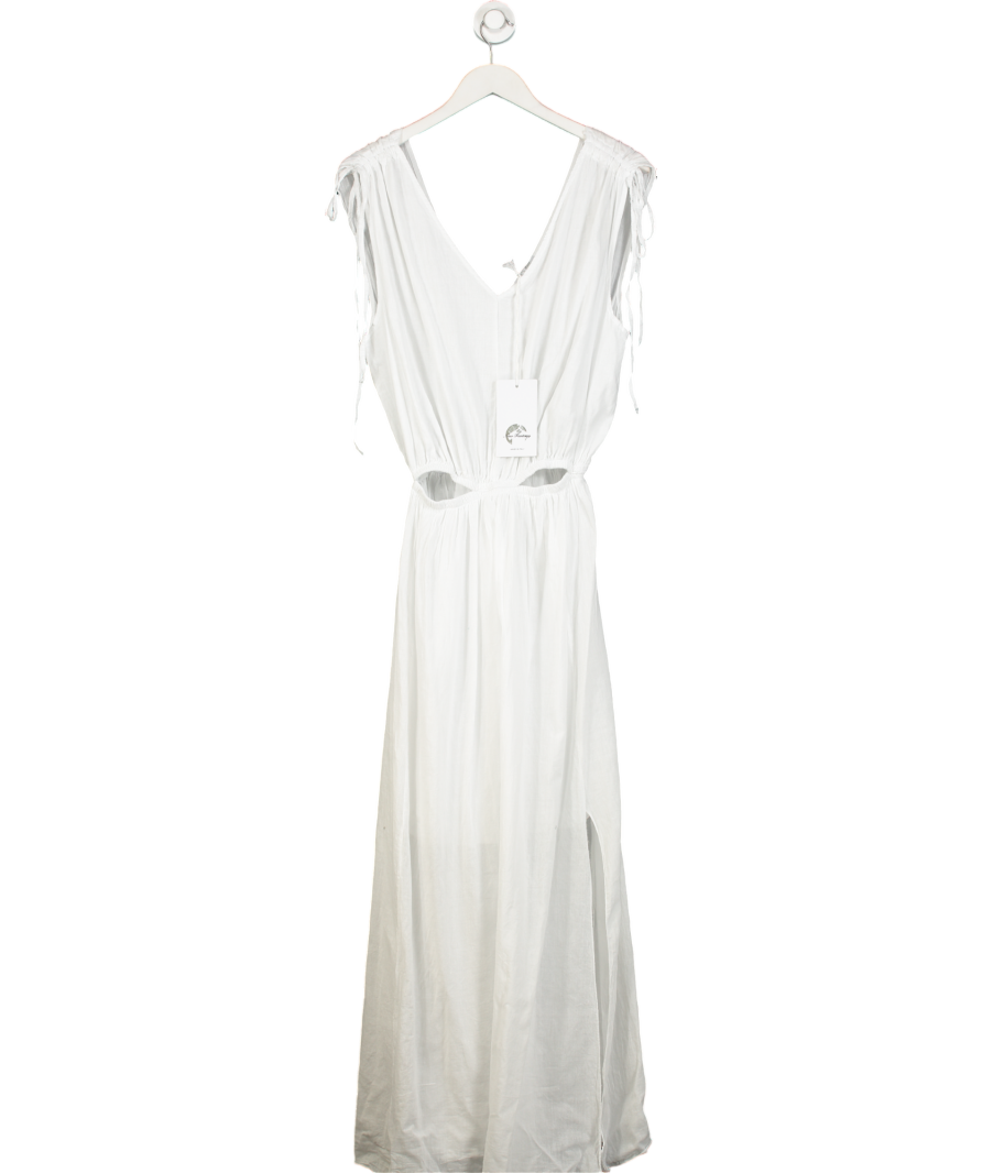 New Fantasy White Cut Out Waist Maxi Dress UK M/L