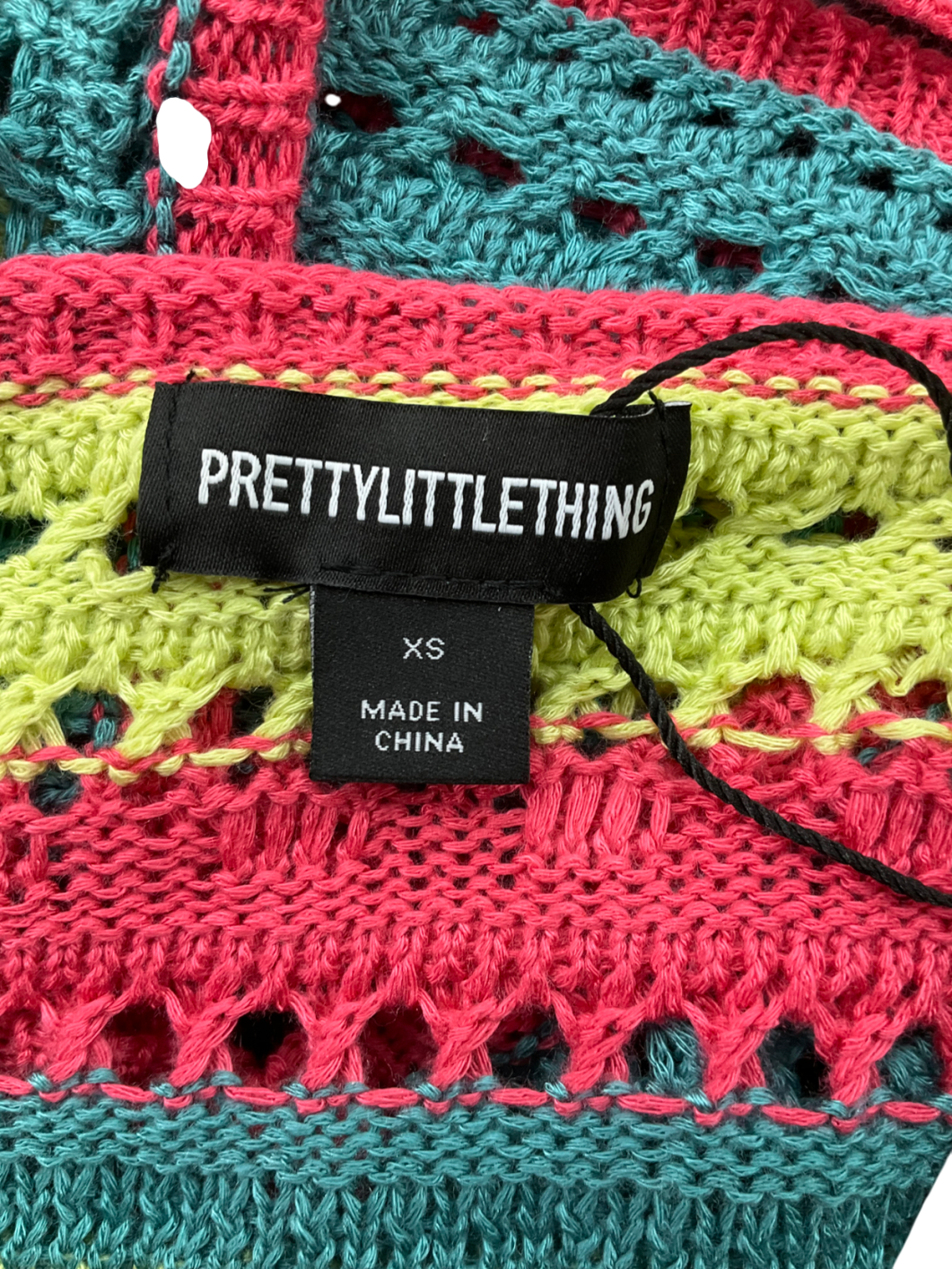 PrettyLittleThing Multicoloured Multi Crochet Cross Halter Neck UK XS