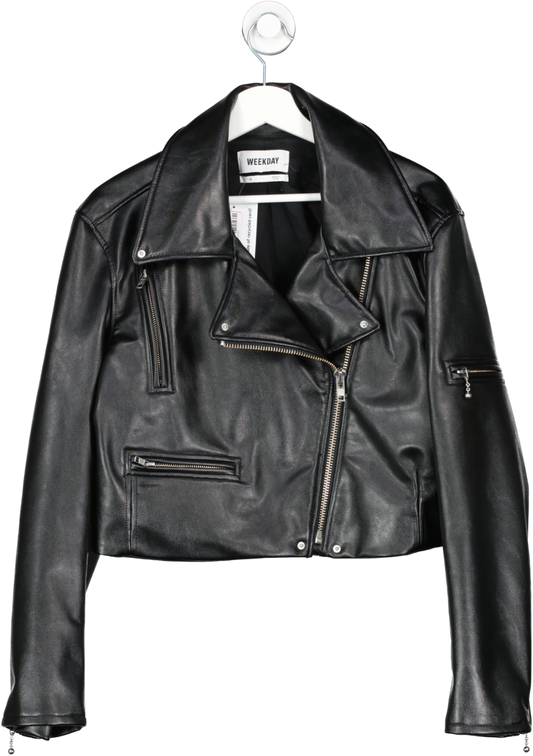 Weekday Black Daria Pu Biker Jacket UK M