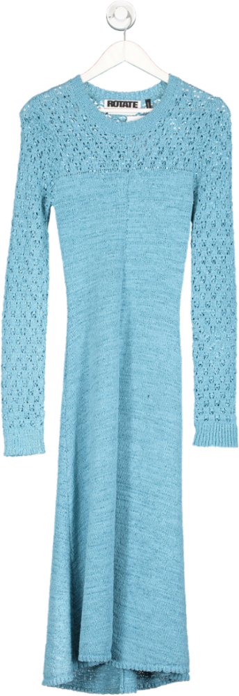 Rotate Birger Christensen Blue Knit Maxi Dress UK S