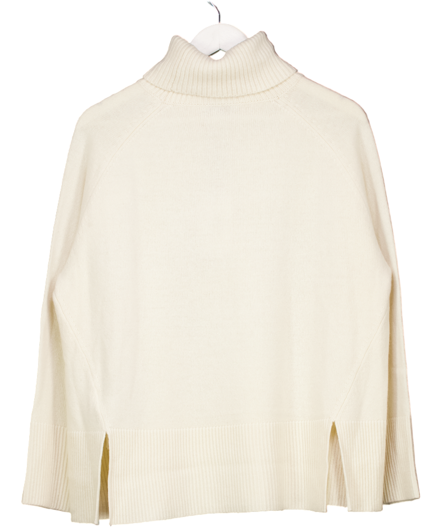 REISS Cream Relaxed Wool-cashmere Blend Roll Neck Jumper UK M