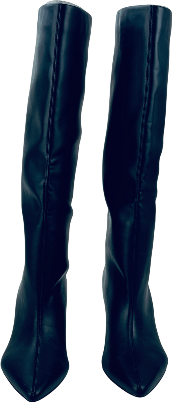 LEFTIES Black Kitten Heel Knee High Boots UK 6 EU 39 👠