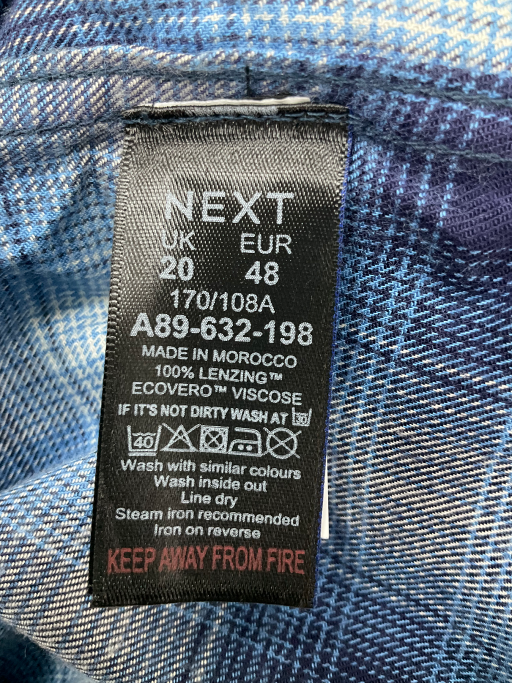 Next Blue Checked Shirt UK 20