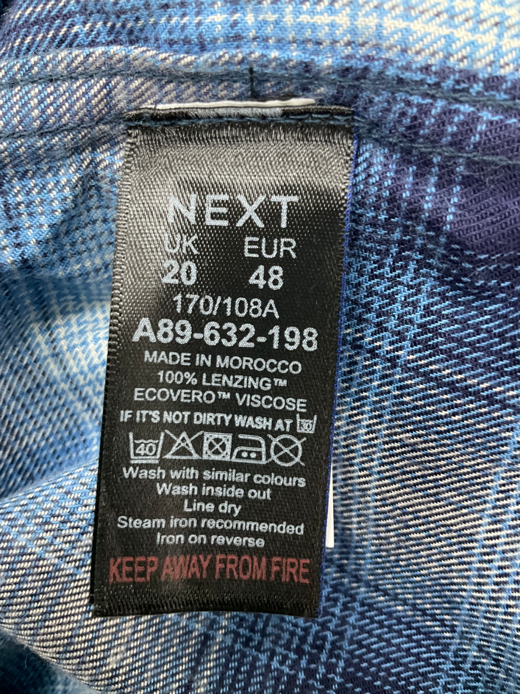 Next Blue Checked Shirt UK 20