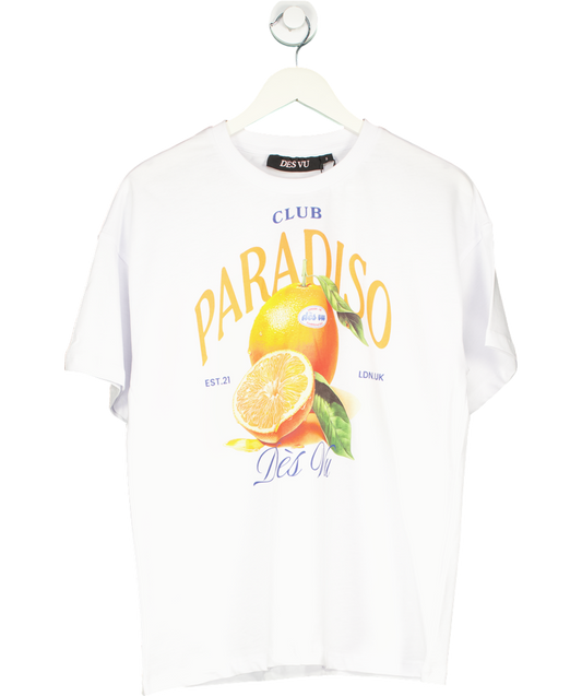 Des Vu White Paradiso Oranges T-shirt UK S