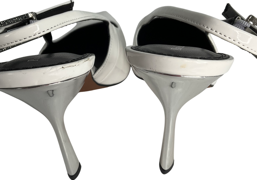 River Island White Sling Back Heeled Court Shoes UK 8 EU 41 👠