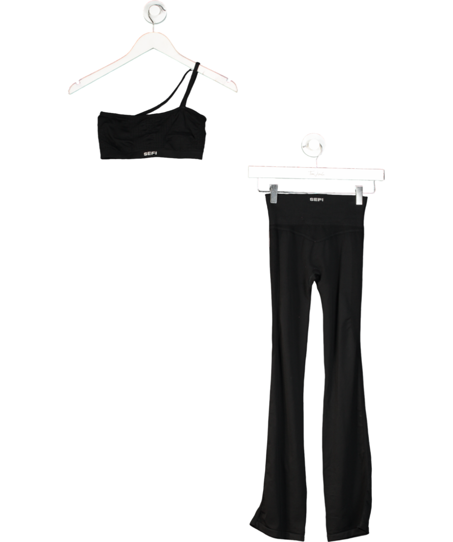 Sefi Black Butterluxe Contour Flared Legging And Bralette UK XS